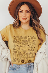 US3001-E3163 Pumpkin Patch Doodle Graphic Tee $12.5