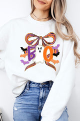 UL180-E3120 Boo Brushstroke Bow Graphic Sweatshirt $20