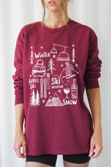UL240P-E3188 Ski Doodle Graphic Plus Long Sleeve Tee $17