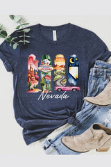 US3001-E3061NV Nevada State Brushstroke Graphic Tee $12.5