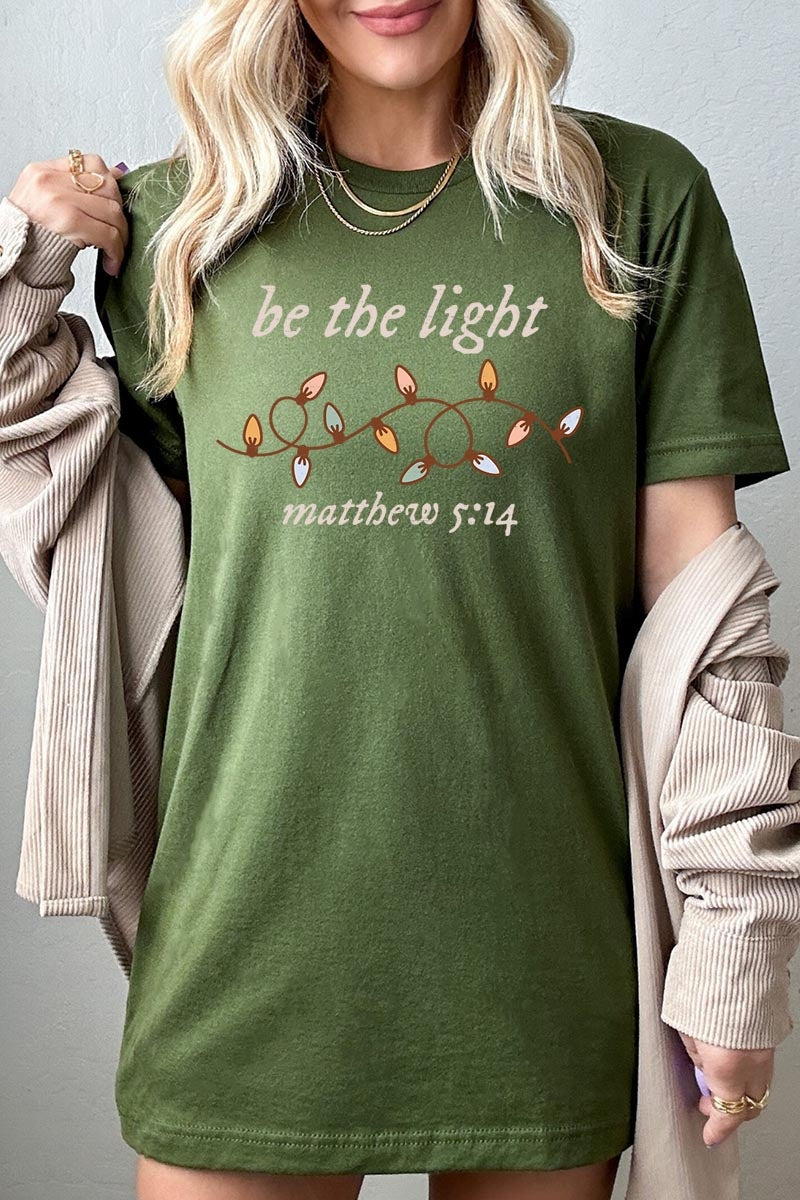US3001P-E3214 Be the Light Christian Graphic Plus Tee $16