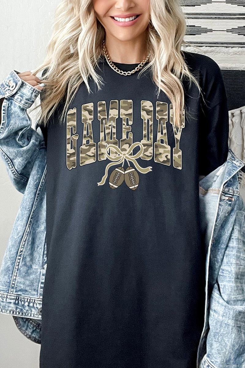 5000-E3131 Football Game Day Camo Graphic Heavy Cotton Tee $9