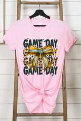 US3001P-E3090 Yellow Football Game Day Bow Graphic Plus Tee $16