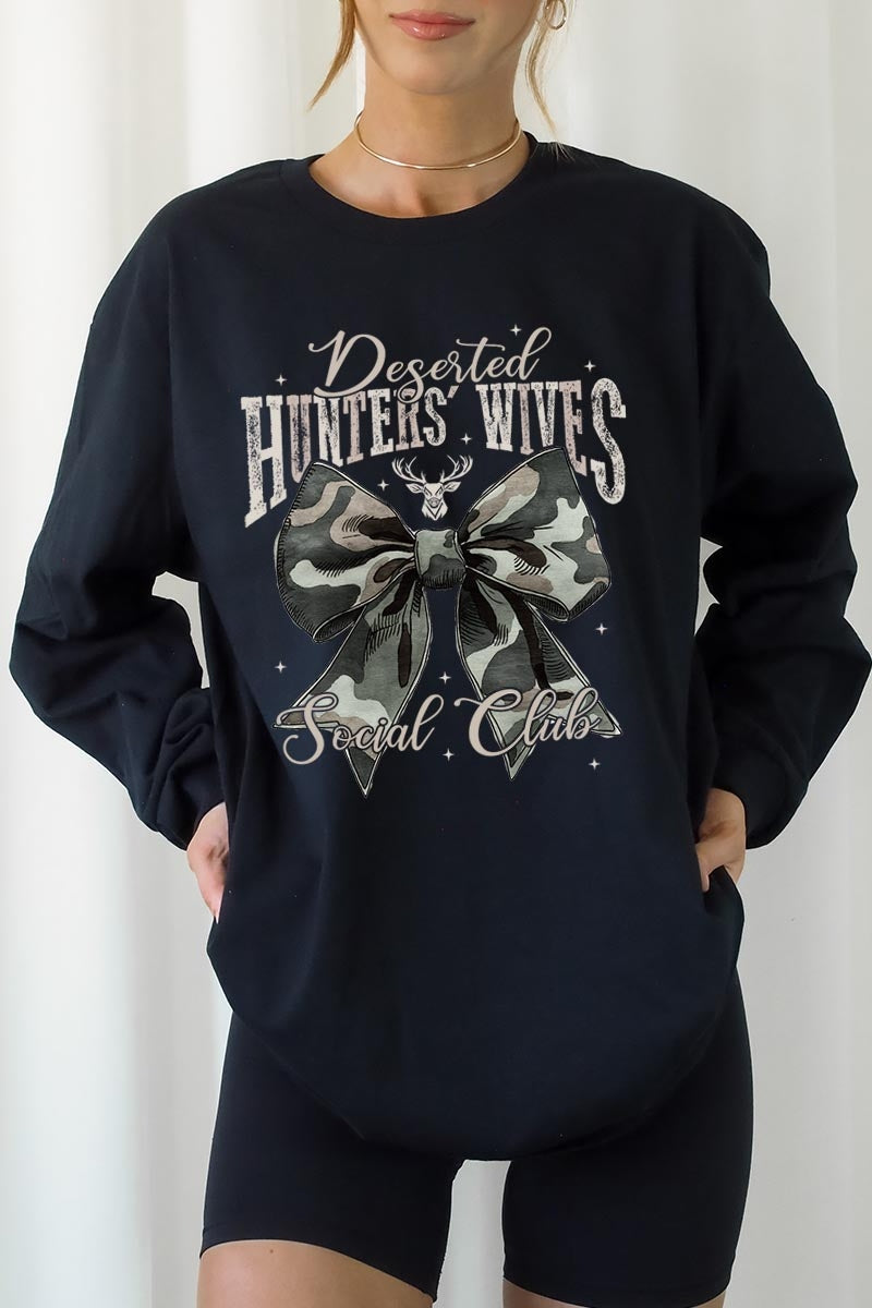 UL240-E3193 Hunters Wives Social Club Graphic Long Sleeve Tee $13.75