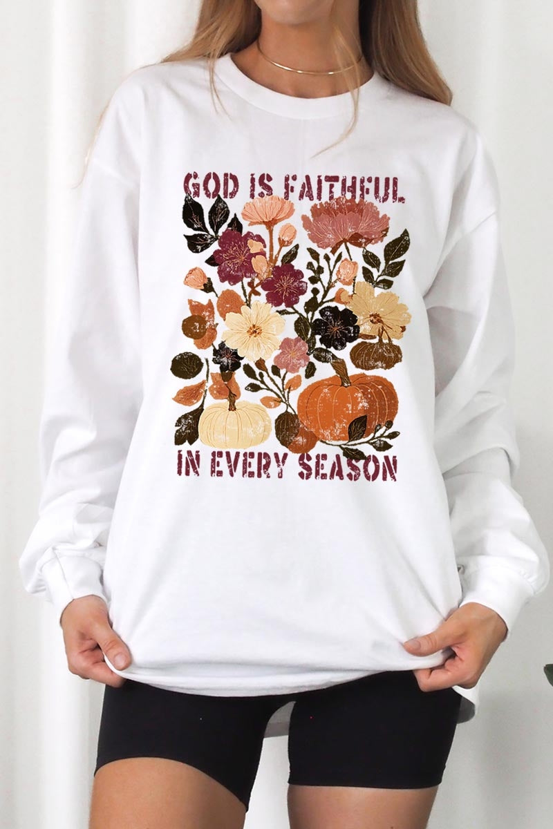 UL240-E3171 Faithful In Every Season Graphic Long Sleeve Tee $13.75