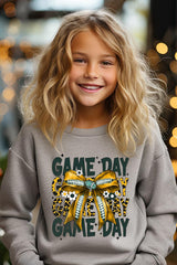 UL180B-E3090Z Yellow Football Game Day Bow Kids Sweatshirt $20