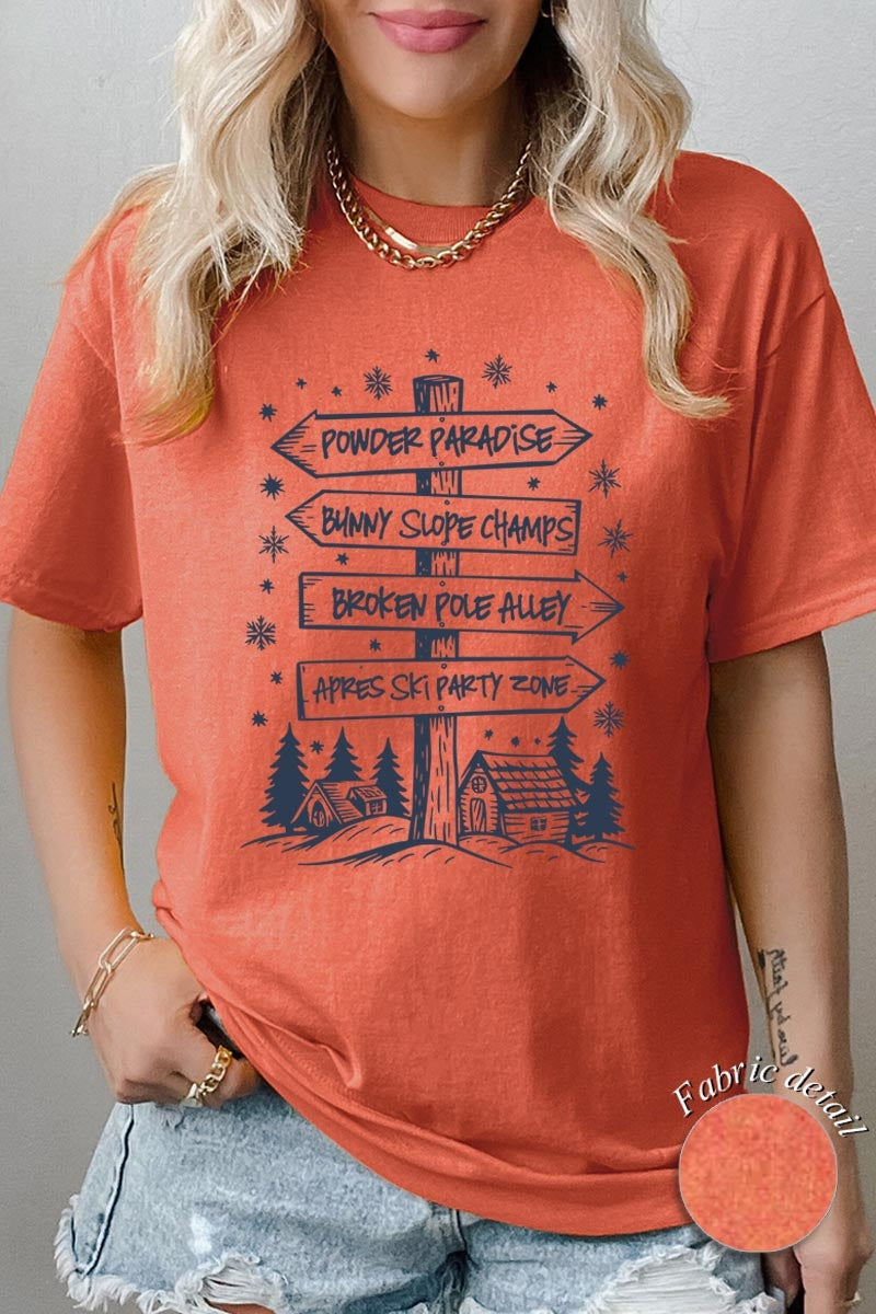 5000-E3189 Ski Lodge Signs Graphic Heavy Cotton Tee $9