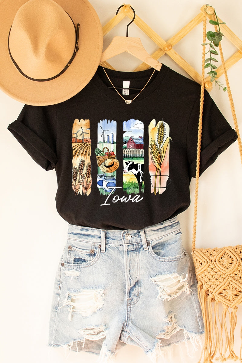 US3001P-E3061IA Iowa State Brushstroke Graphic Plus Tee $16