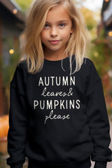 UL180B-E3158Z Autumn Leaves Pumpkins Kids Graphic Sweatshirt $20