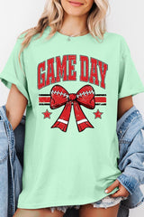 5000P-E3062 Red Football Bow Graphic Plus Heavy Cotton Tee $12.75