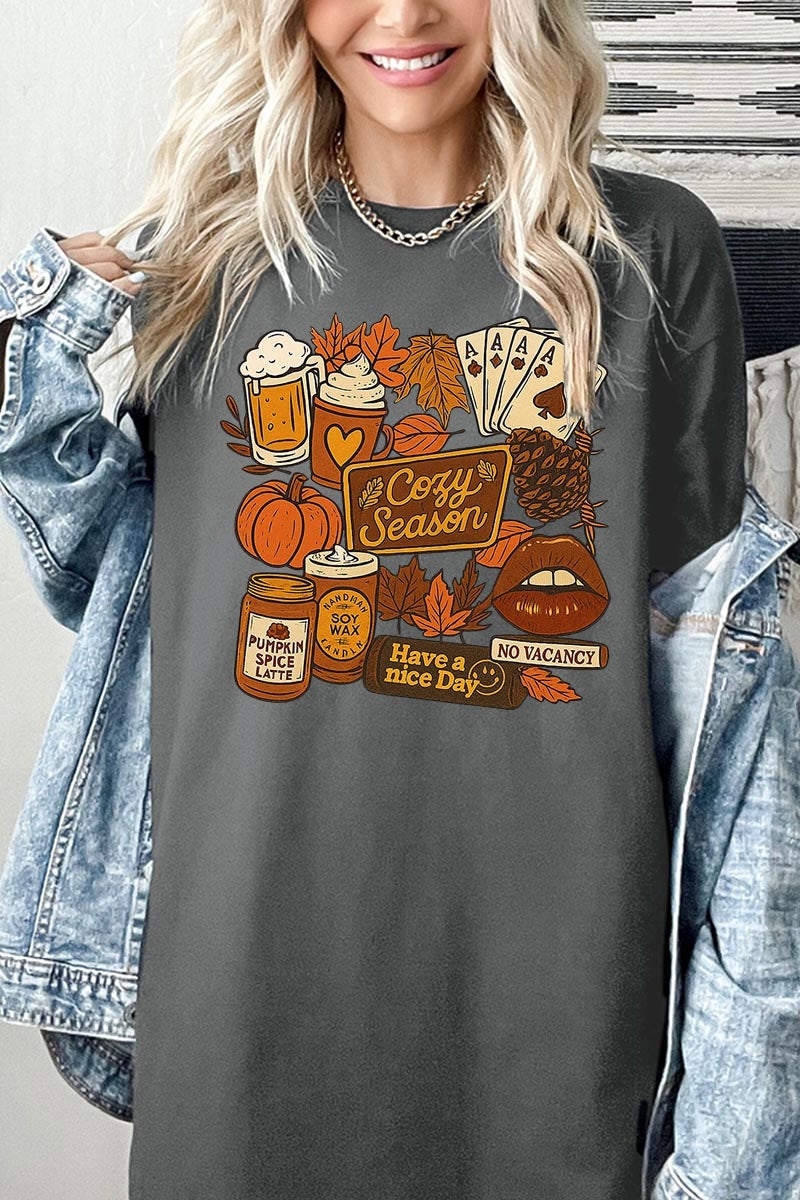 5000-E3119 Retro Fall Collage Graphic Heavy Cotton Tee $9