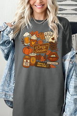 5000P-E3119 Retro Fall Collage Graphic Plus Heavy Cotton Tee $12.75