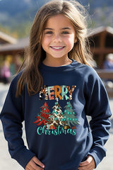 UL180B-E3200Z Merry Christmas Trees Kids Graphic Sweatshirt $20