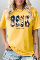 5000-E3204 Savior Is Born Nativity Graphic Heavy Cotton Tee $9