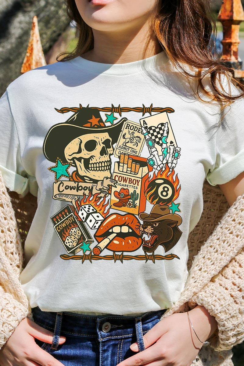 US3001-E3096 Vintage Western Collage Graphic Tee $12.5