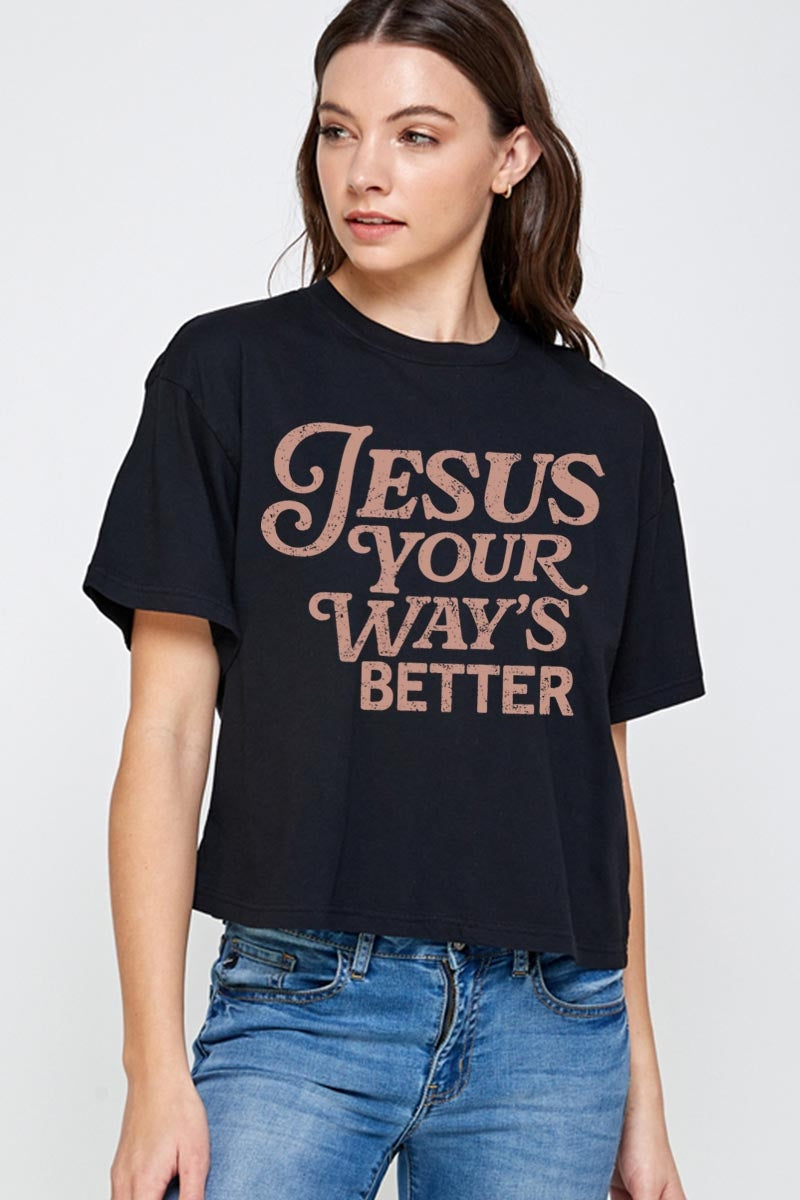 CTS-E3114 Christian Graphic Relaxed Crop Top $11
