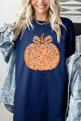 5000-E3135 Floral Fall Pumpkin Graphic Heavy Cotton Tee $9