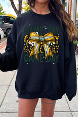 UL180-E3090 Yellow Football Game Day Bow Graphic Sweatshirt $20