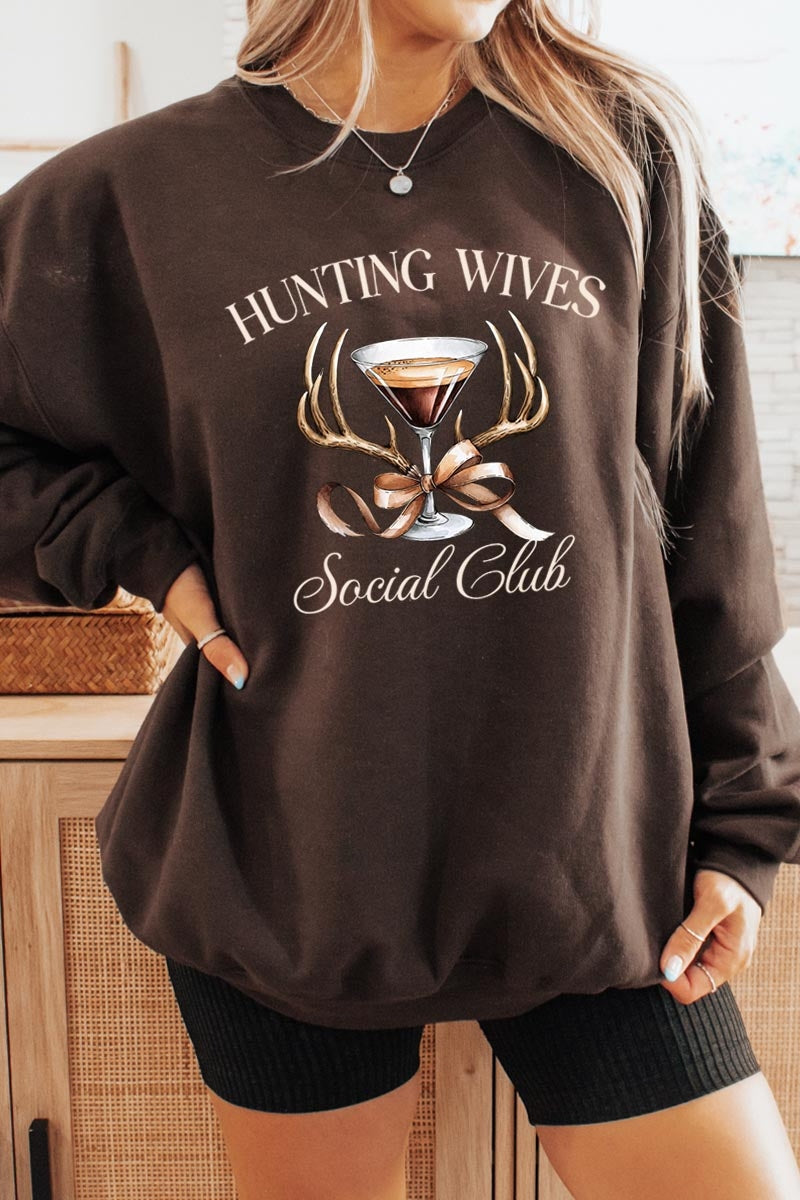 UL180P-E3191 Hunting Wives Social Club Graphic Plus Sweatshirt $25