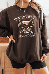 UL180P-E3191 Hunting Wives Social Club Graphic Plus Sweatshirt $25