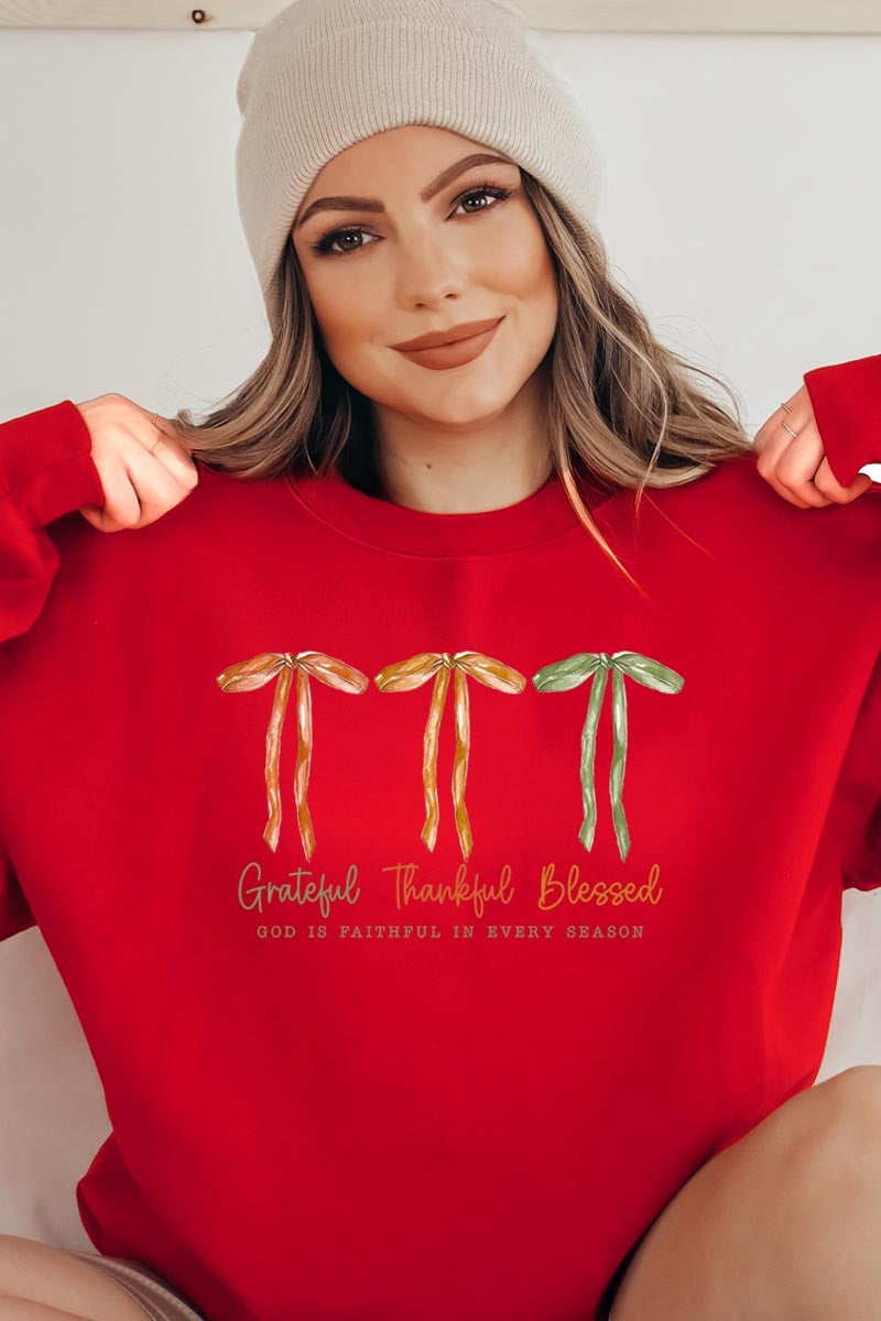 UL180P-E3111 Grateful Thankful Blessed Graphic Plus Sweatshirt $25