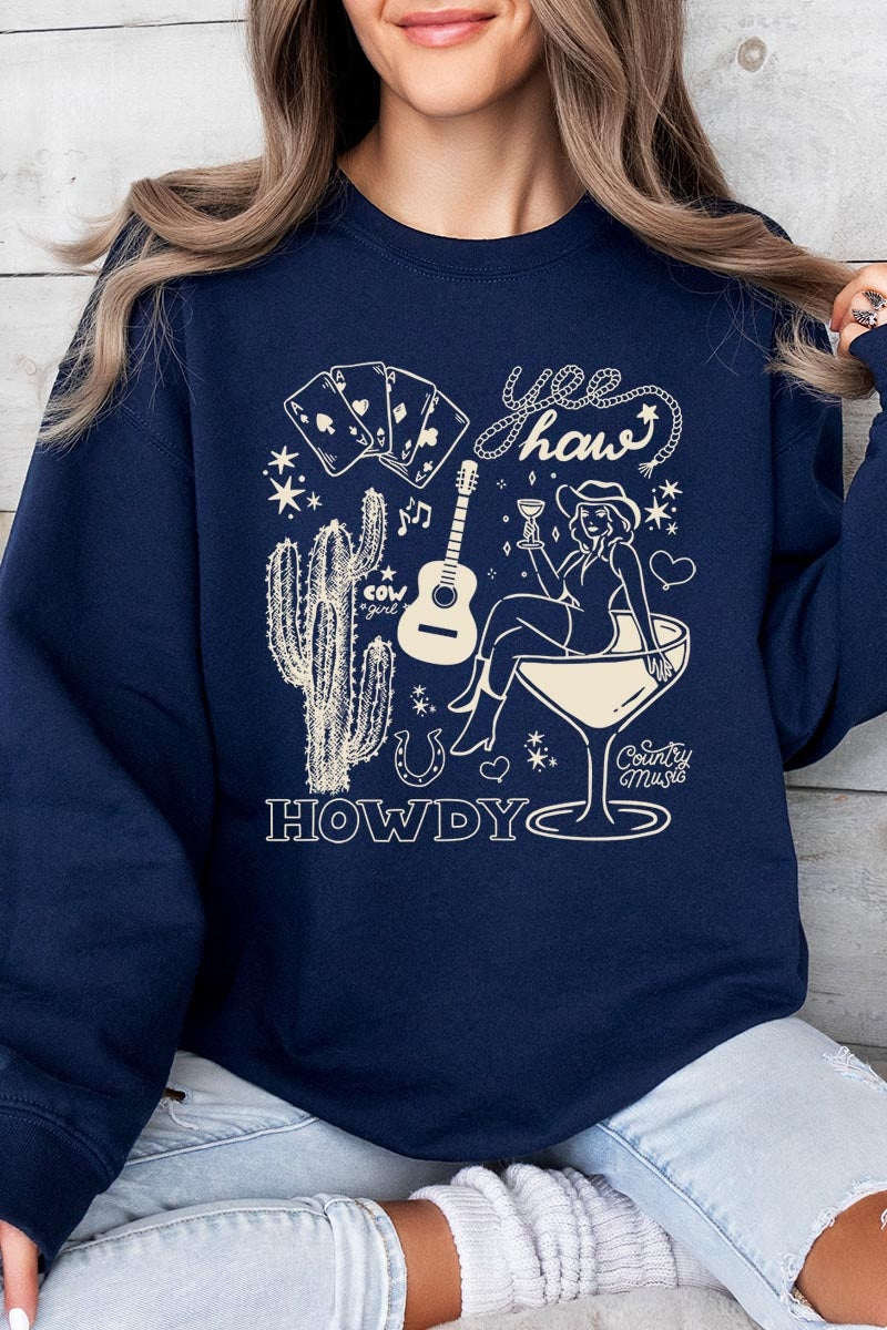 UL180-E3097 Cowgirl Country Music Graphic Sweatshirt $20