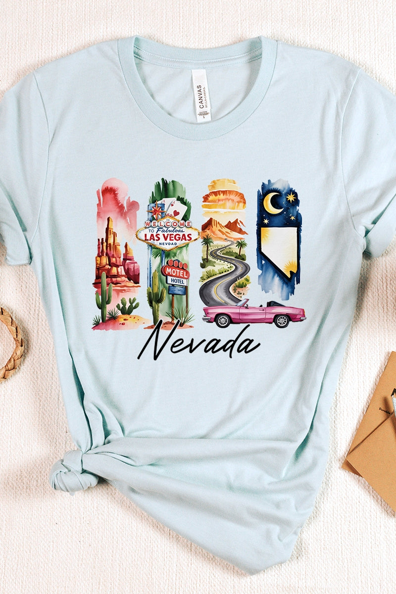 US3001P-E3061NV Nevada State Brushstroke Graphic Plus Tee $16