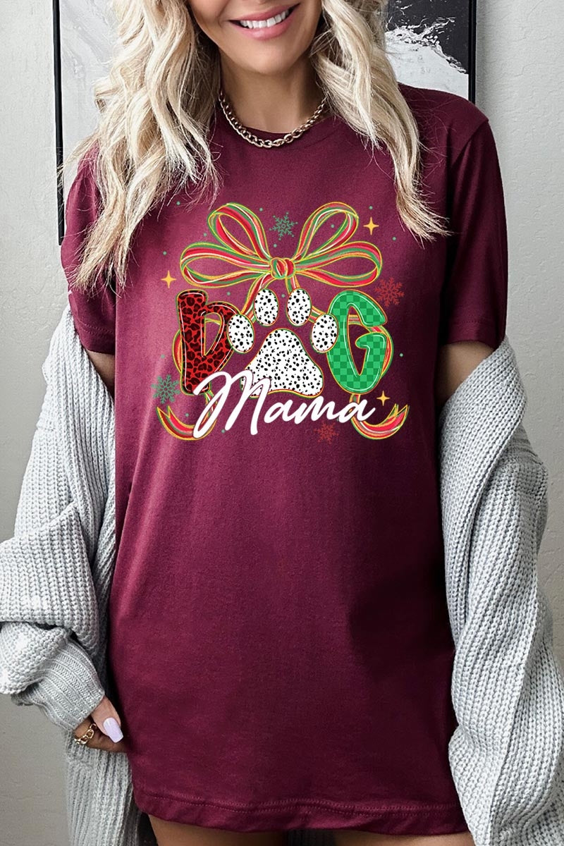 US3001P-E3194 Dog Mama Christmas Paw Graphic Plus Tee $16