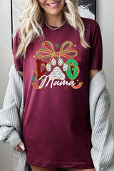 US3001P-E3194 Dog Mama Christmas Paw Graphic Plus Tee $16