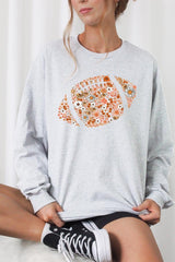 UL240P-E3133 Floral Football Graphic Plus Long Sleeve Tee $17