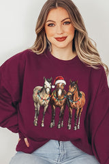UL180-E3182 Christmas Horses Graphic Sweatshirt $20