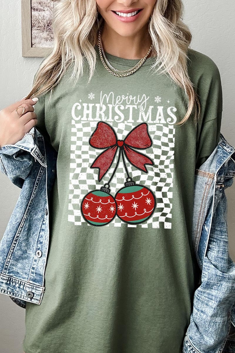 5000P-E3196 Cherry Ornament Christmas Graphic Plus Heavy Cotton Tee $12.75
