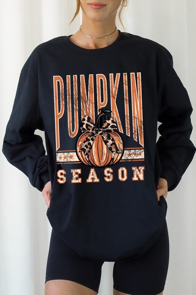 UL240-E3145 Pumpkin Season Graphic Long Sleeve Tee $13.75