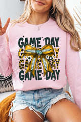 UL180-E3090 Yellow Football Game Day Bow Graphic Sweatshirt $20