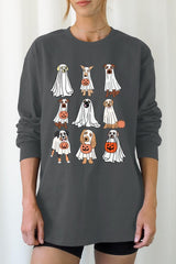 UL240P-E3106 Halloween Ghost Dog Graphic Plus Long Sleeve Tee $17