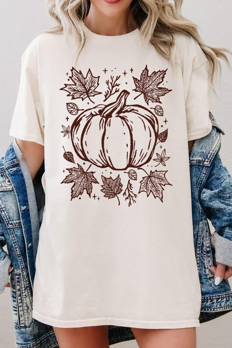 5000P-E3162 Fall Pumpkin Graphic Plus Heavy Cotton Tee $12.75