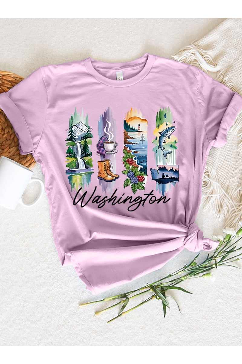 US3001P-E3061WA Washington State Brushstroke Graphic Plus Tee $16