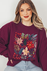 UL180-E3186 Floral Christmas Graphic Sweatshirt $20