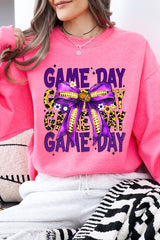 UL180-E3092 Purple Yellow Football Game Day Bow Sweatshirt $20