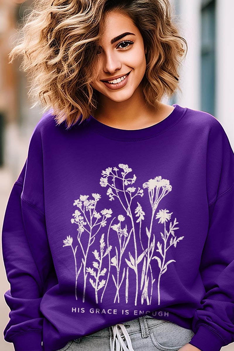 UL180-E3146 Christian Wildflower Graphic Sweatshirt $20