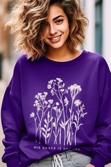 UL180P-E3146 Christian Wildflower Graphic Plus Sweatshirt $25