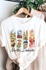 US3001P-E3061ND North Dakota State Brushstroke Graphic Plus Tee $16