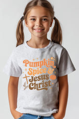 US3001Y-E3164Z Pumpkin Spice & Jesus Kids Graphic Tee $11