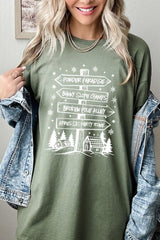 5000P-E3189 Ski Lodge Signs Graphic Plus Heavy Cotton Tee $12.75