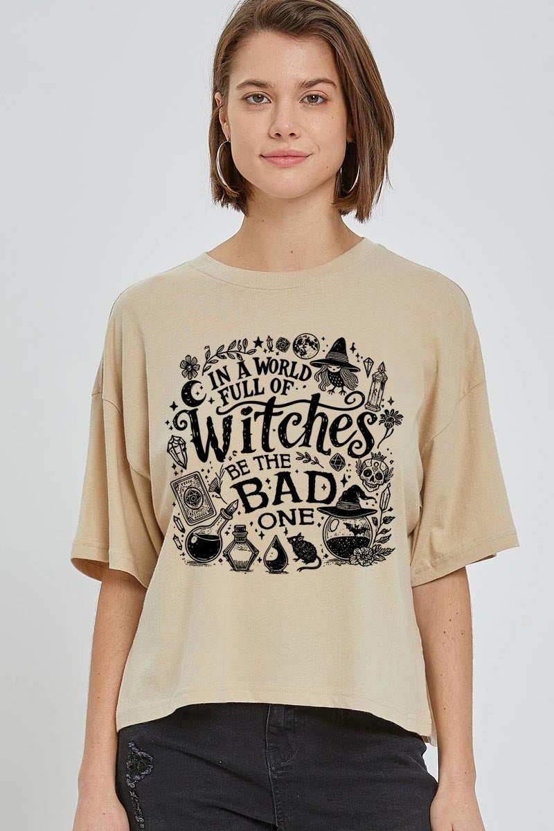 CTS-E3139 In a World of Witches Graphic Relaxed Crop Top $11