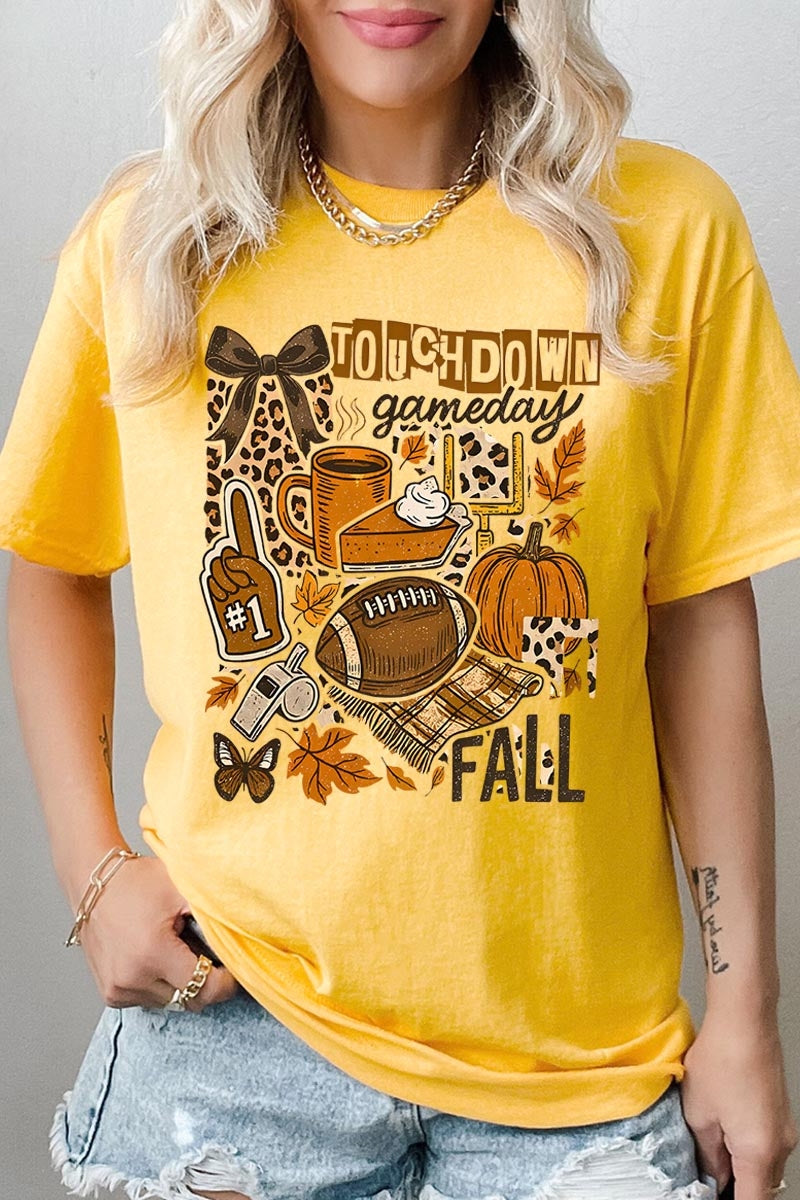 5000P-E3134 Fall Football Collage Plus Heavy Cotton Tee $12.75