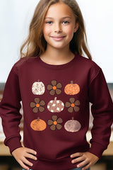 UL180B-E3117Z Pumpkins & Flowers Fall Kids Graphic Sweatshirt $20