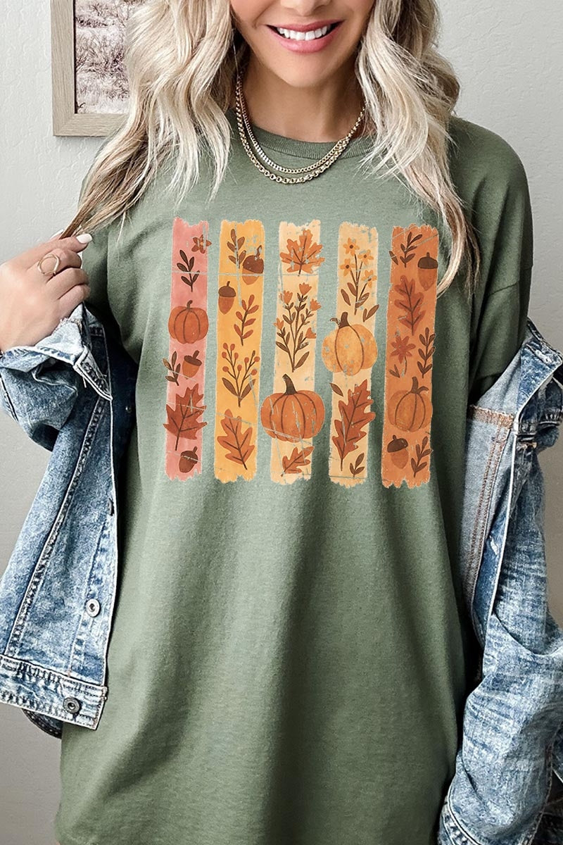 5000-E3110 Brushstroke Boho Fall Graphic Heavy Cotton Tee $9