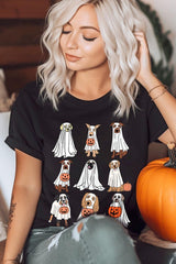 US3001P-E3106 Halloween Ghost Dog Graphic Plus Tee $16
