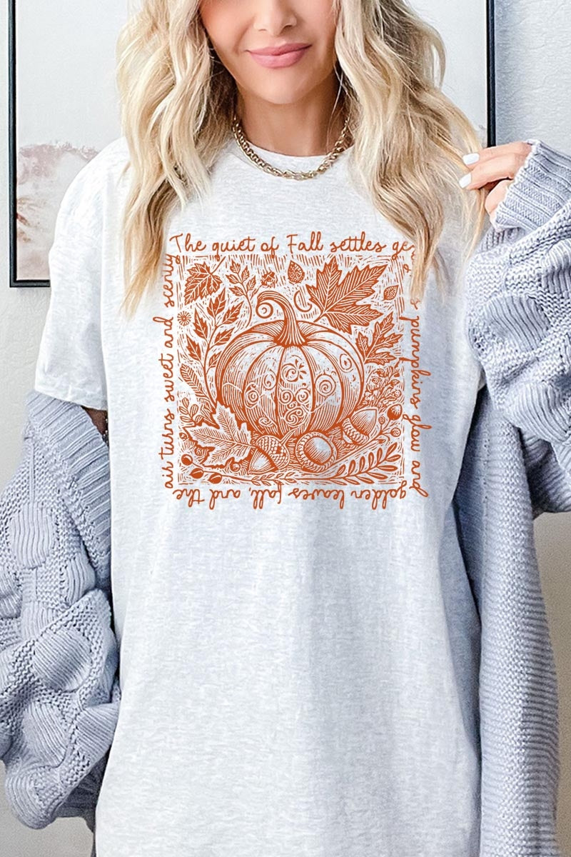 5000P-E3112 Pumpkin Botanical Graphic Plus Heavy Cotton Tee $12.75